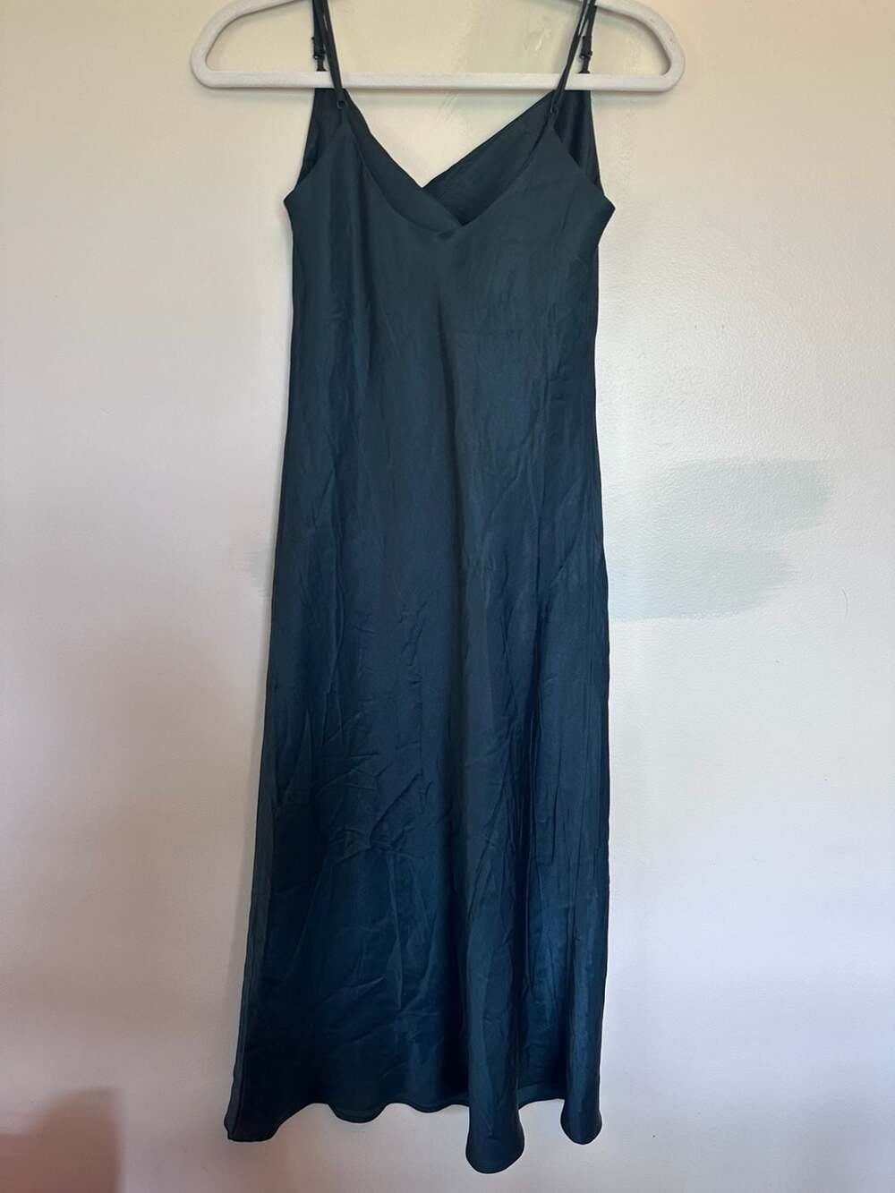 Zara Green Emerald Satin Effect Midi Slip Dress XS - Picture 4 of 4